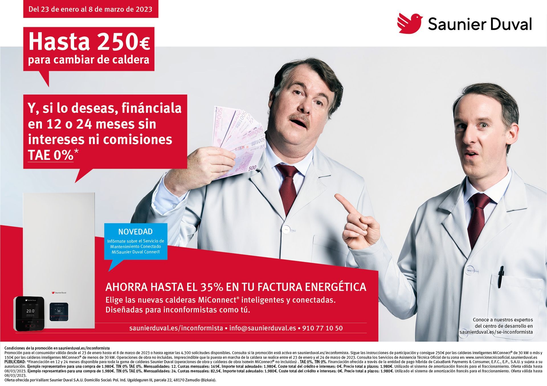 Hasta 250 € de regalo para renovar tu caldera Saunier Duval en Gipuzkoa - semogas Renove #inconformista 2023 de Saunier Duval - Semogas.es