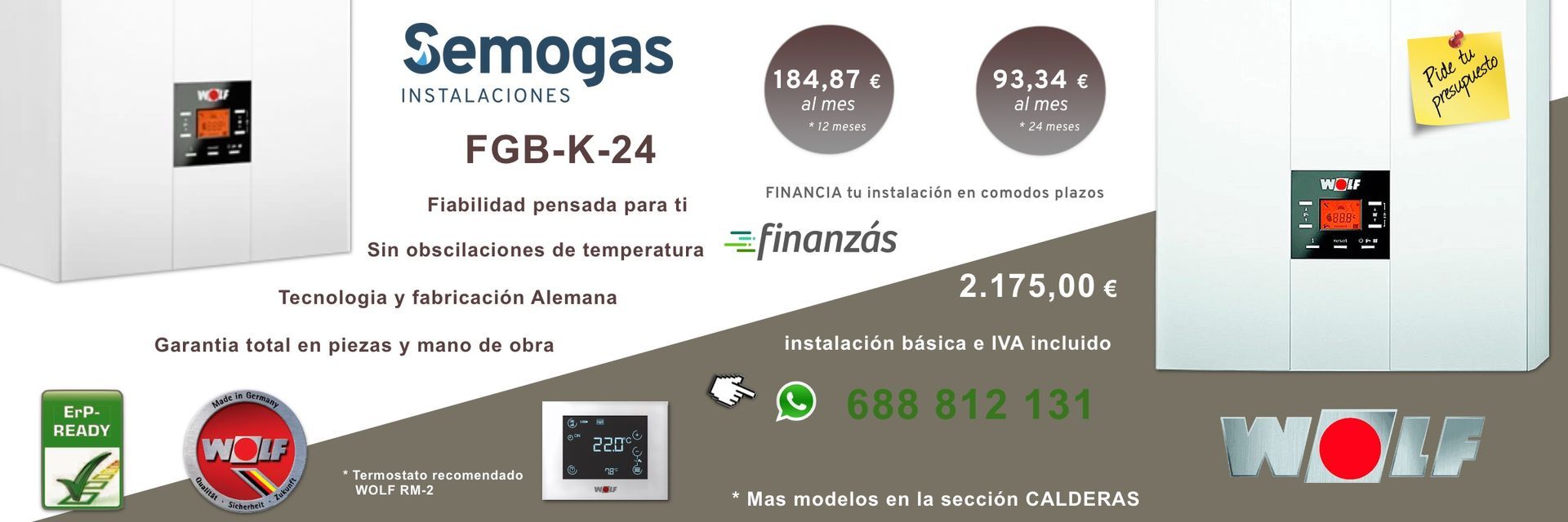 Calderas Wolf en Lezo - Semogas.es