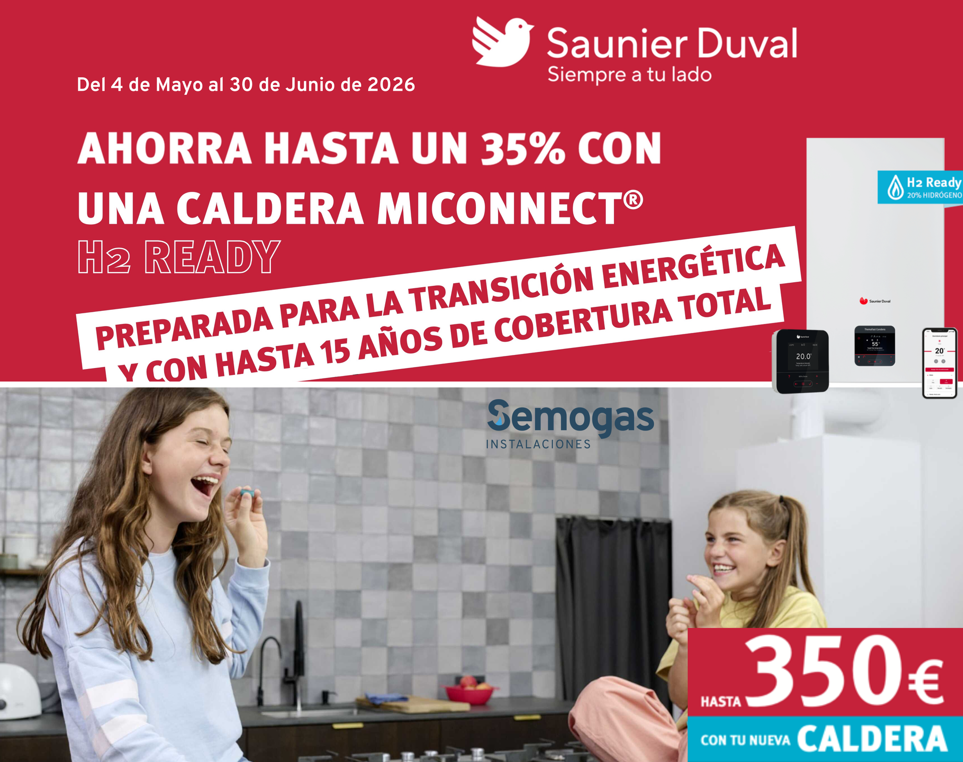 Hasta 350 € de regalo para renovar tu caldera Saunier Duval en Gipuzkoa - semogas Renove #inconformista 2026 de Saunier Duval - Semogas.es