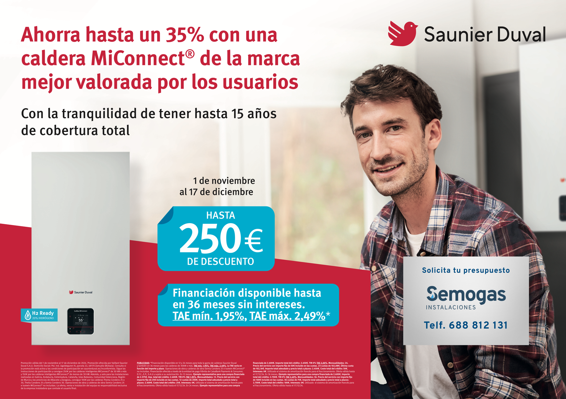 Hasta 250 € de regalo para renovar tu caldera Saunier Duval en Gipuzkoa - semogas Renove #inconformista 2023 de Saunier Duval - Semogas.es