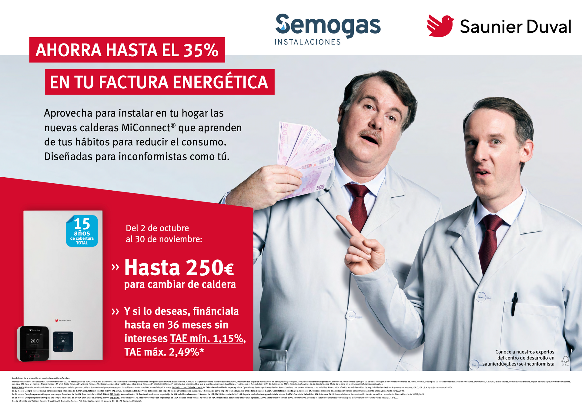 Hasta 250 € de regalo para renovar tu caldera Saunier Duval en Gipuzkoa - semogas Renove #inconformista 2023 de Saunier Duval - Semogas.es