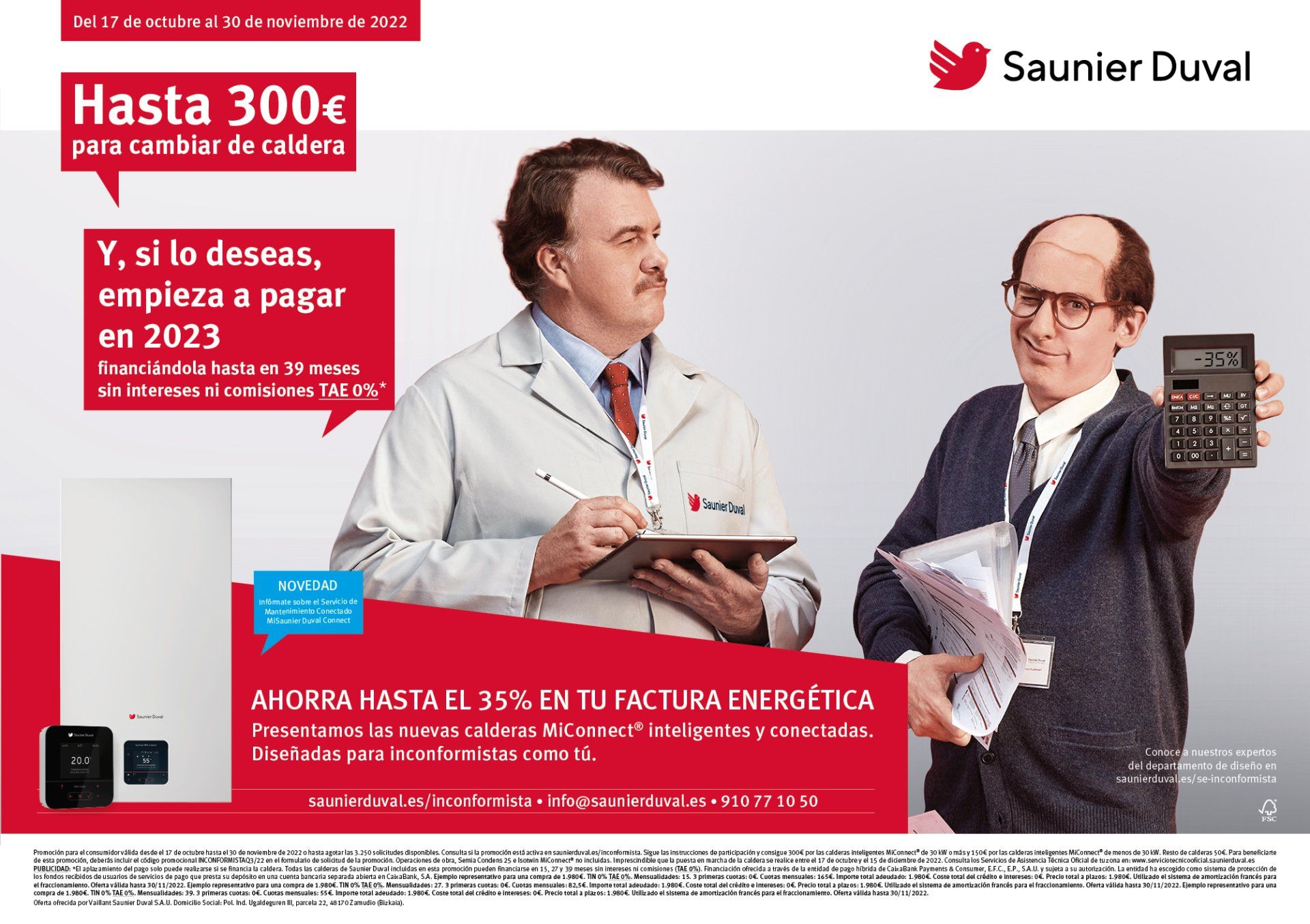 Hasta 300 € de regalo para renovar tu caldera Saunier Duval en Gipuzkoa - semogas Renove #inconformista 2022 de Saunier Duval - Semogas.es