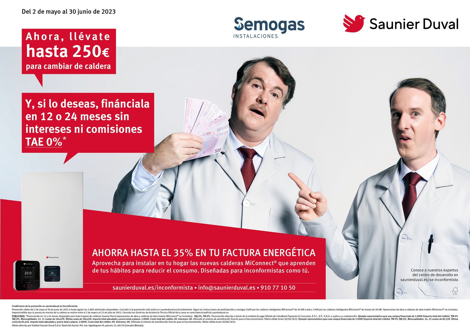 Hasta 250 € de regalo para renovar tu caldera Saunier Duval en Gipuzkoa - semogas Renove #inconformista 2023 de Saunier Duval - Semogas.es