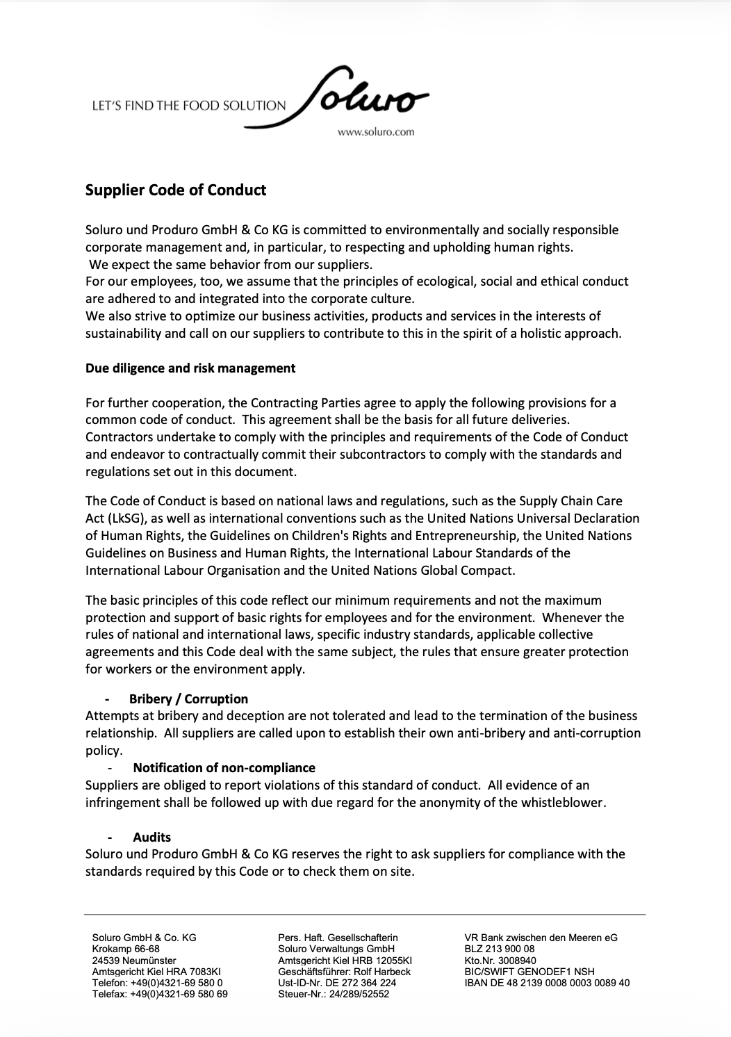 Soliuro Code of Conduct