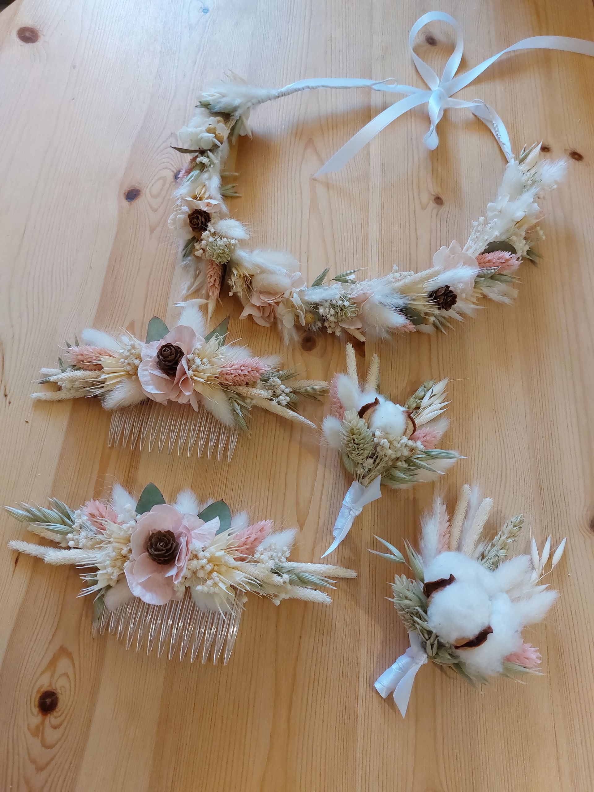 accessoire de mariage rose et blanc, mariage champêtre chic
