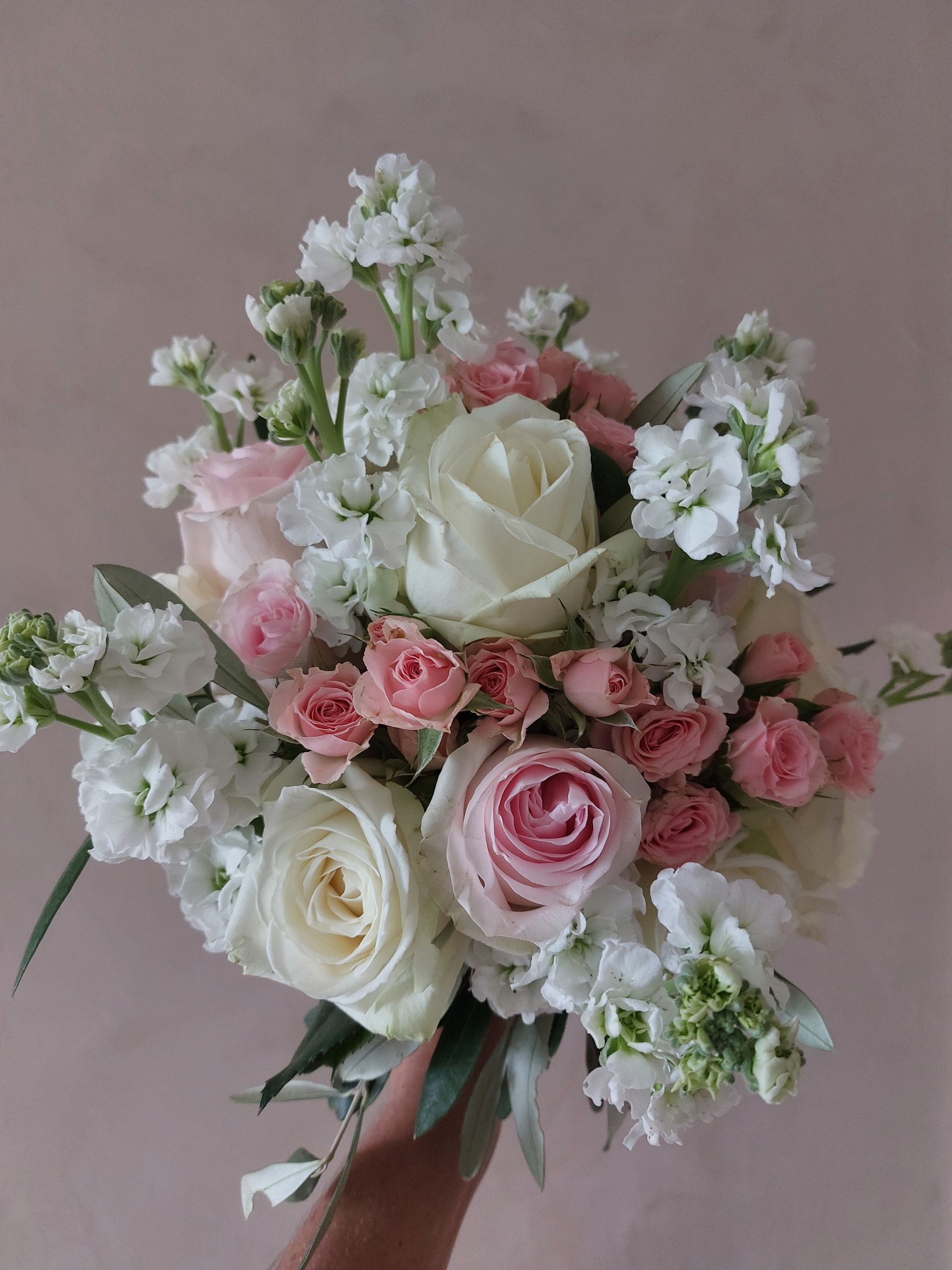 bouquet de mariée blanc et rose