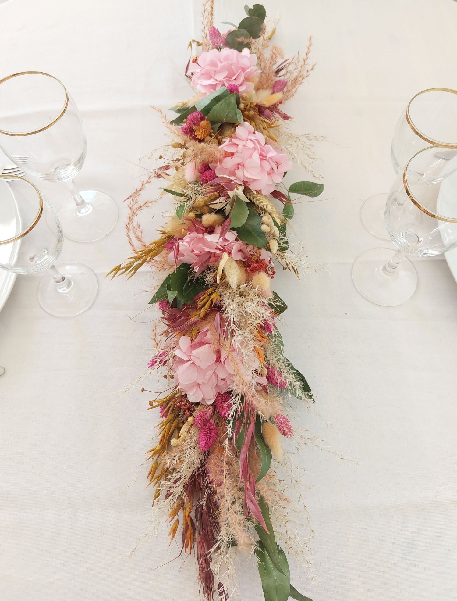 centre de table rose boheme champetre