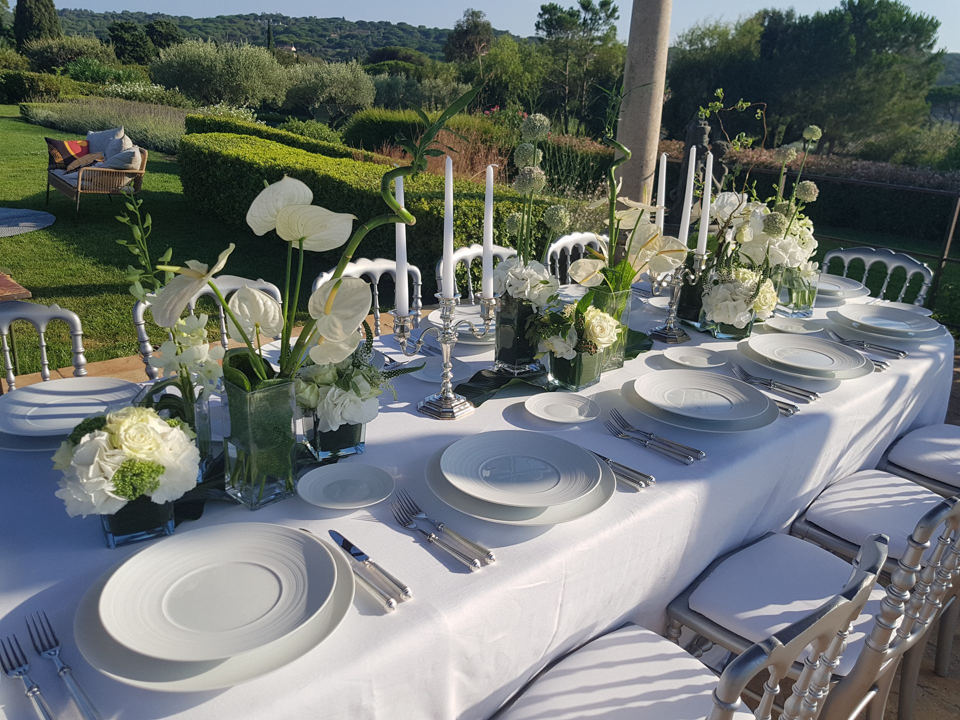 centre de table blanc et vert