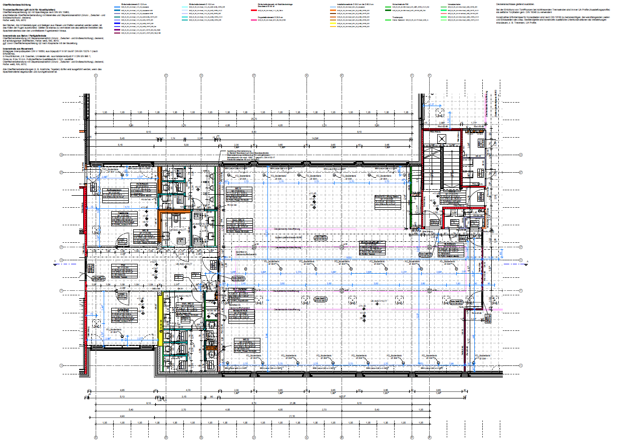 Werkplan mit unterschiedlichen Wandtypen