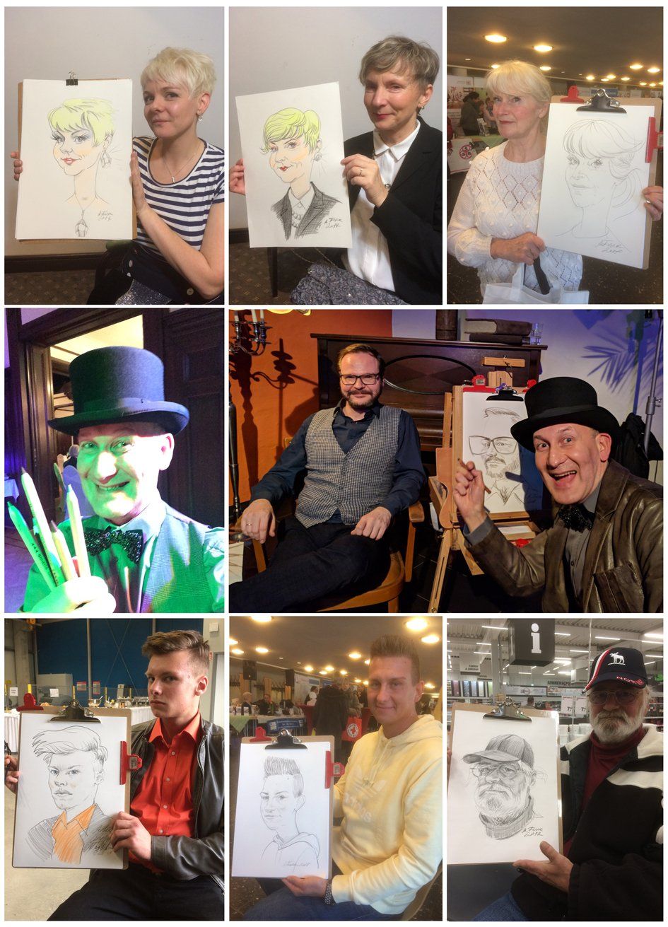 Nach Fotos gezeichnete Karikaturen