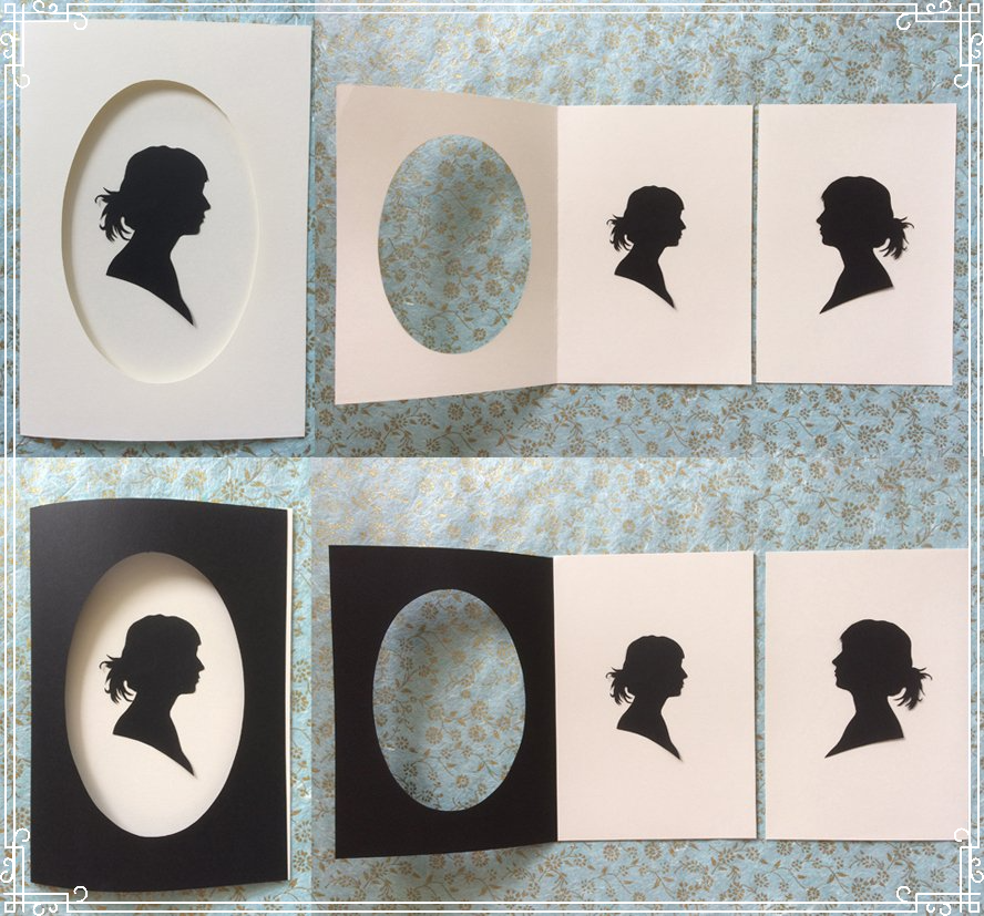 Bestellen Sie ein aus Papier geschnittenes weibliches Profil. Um ein Das Porträt eines Frauenprofils im Scherenschnitt , braucht es ein Foto oder das Original.