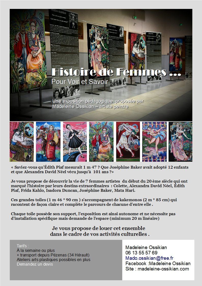 location d'oeuvre pour exposition femmes célèbre , connuJosephine baker , frida kahlo, colette , mata hari, isadora Duncan , edith piaf, alexandra david neel , peinture grand format