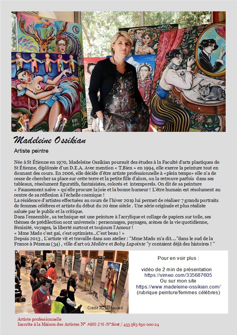 location d'oeuvre pour exposition femmes célèbre , connuJosephine baker , frida kahlo, colette , mata hari, isadora Duncan , edith piaf, alexandra david neel , peinture grand format