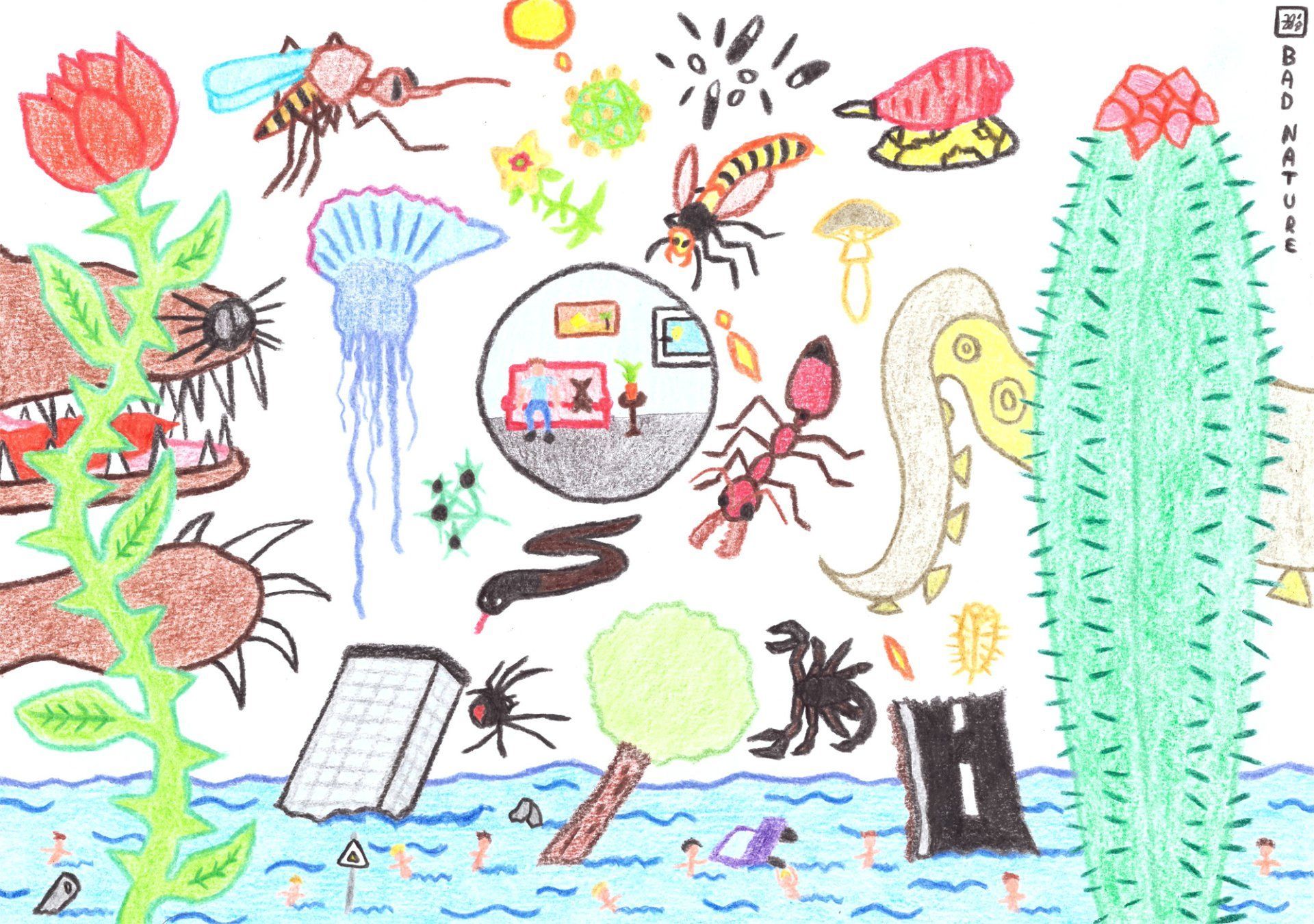 ''Bad Nature'' 2018 - 80g² Papier & Buntstifte bad nature kado images