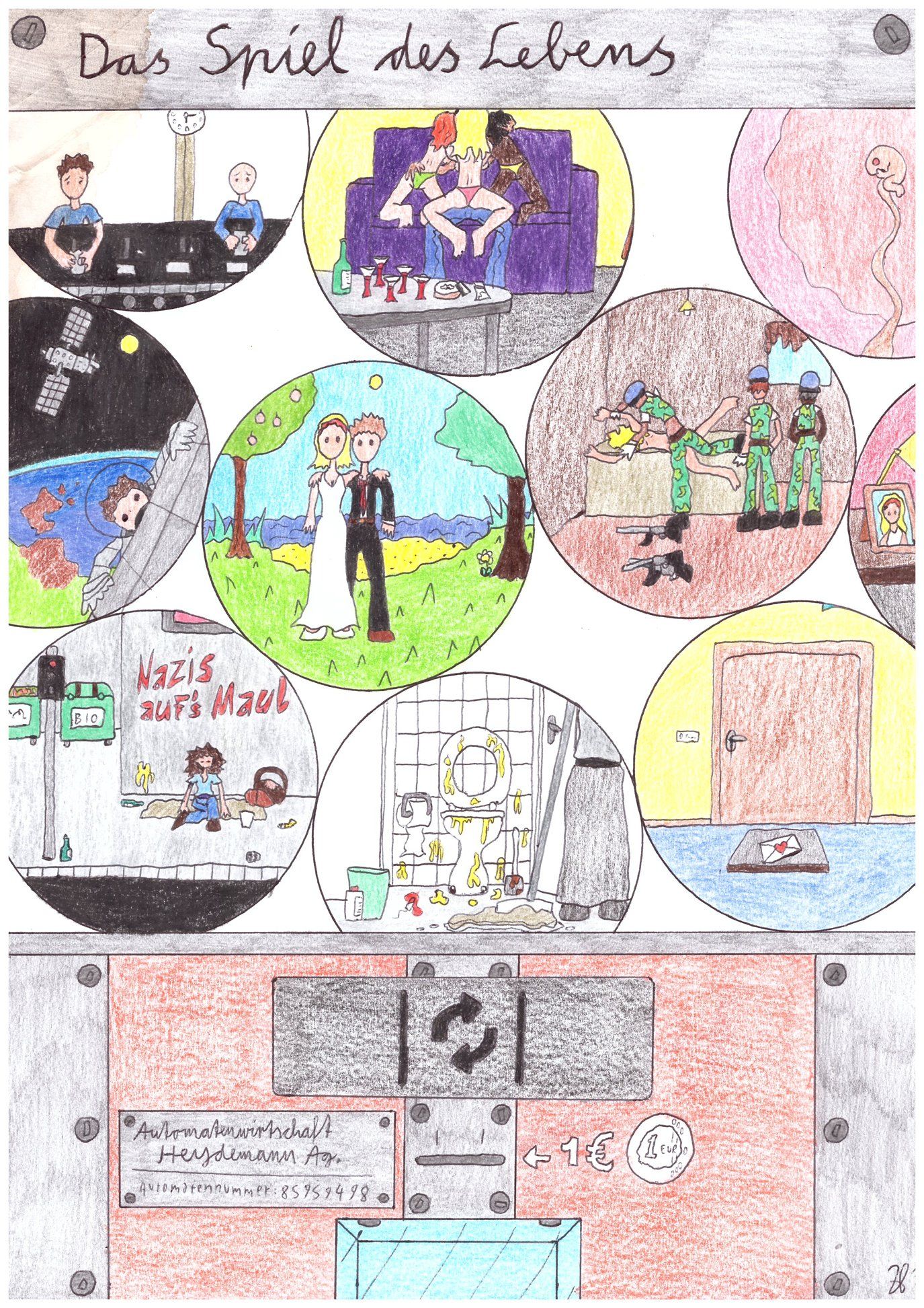''Spiel des Lebens'' 2018 - Wie ein perfider Spielautomat ist das Leben manchmal - Bleistift & Fineliner auf 80/m² Papier spiel des lebens kado images
