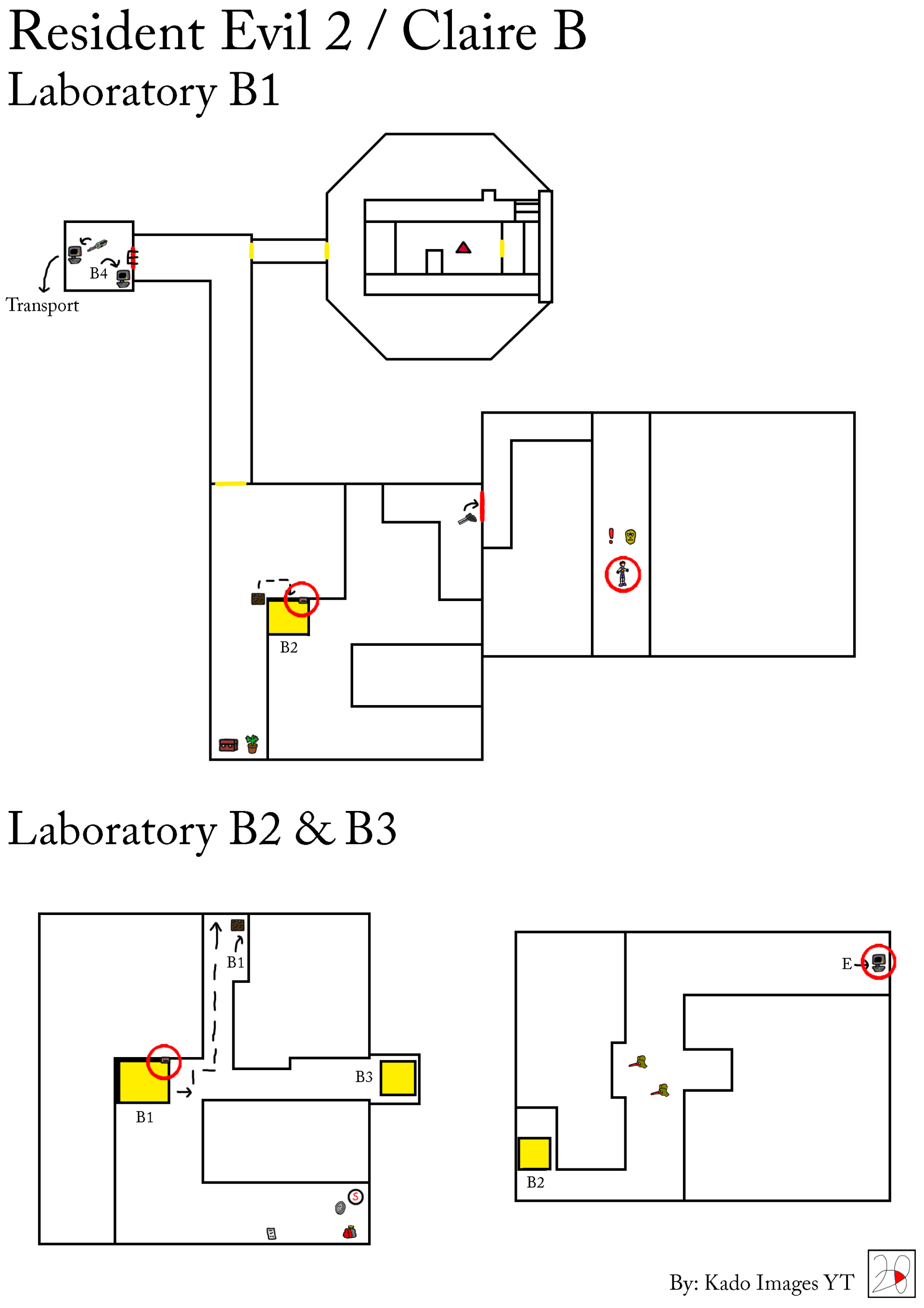Resident Evil 2 - Claire B - Laboratory B1, B2, B3 maps kadoimages