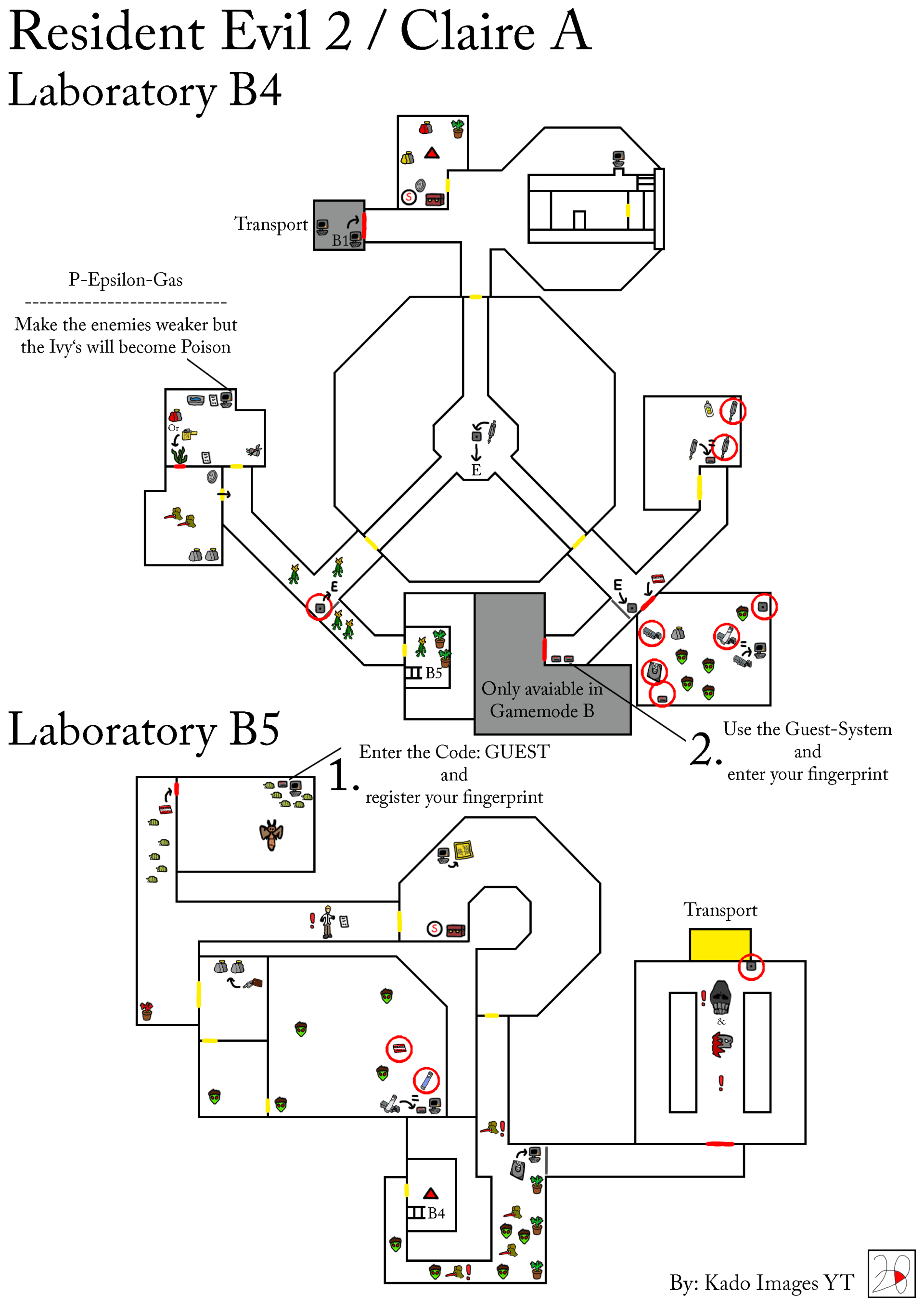 Resident Evil 2 - Claire A - Laboratory B4, B5 maps kadoimages