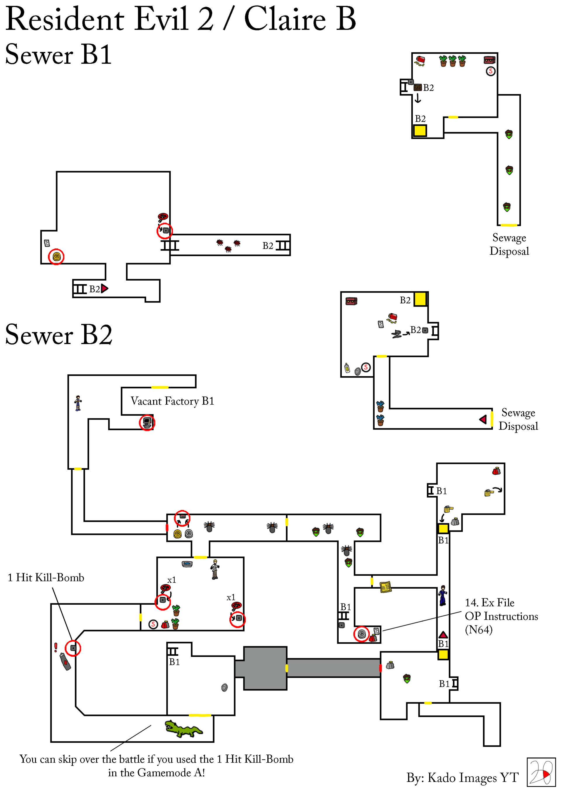 Resident Evil 2 - Claire B - Sewer B1, B2 maps kadoimages