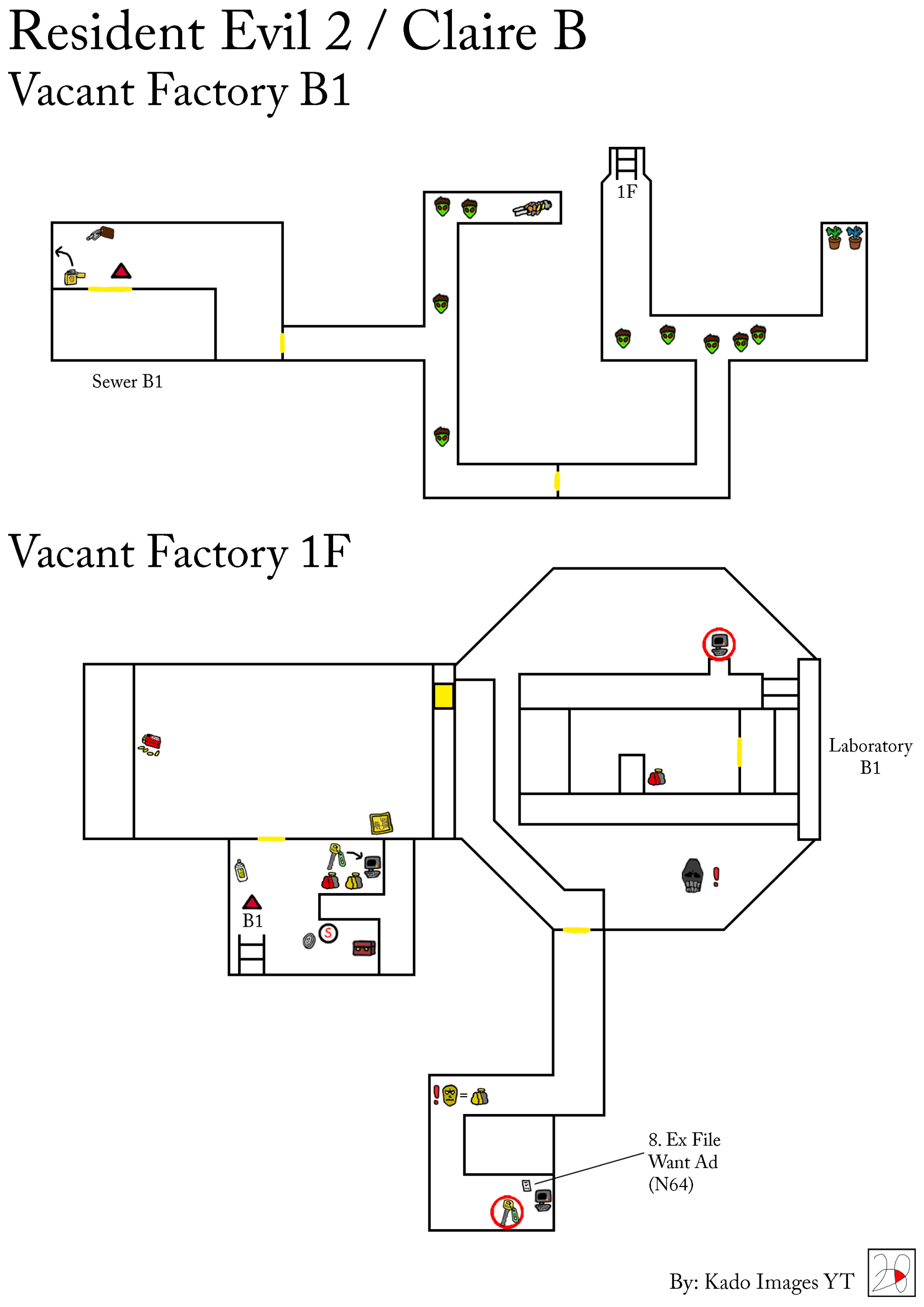 Resident Evil 2 - Claire B - Vacant Factory B1, 1F maps kadoimages