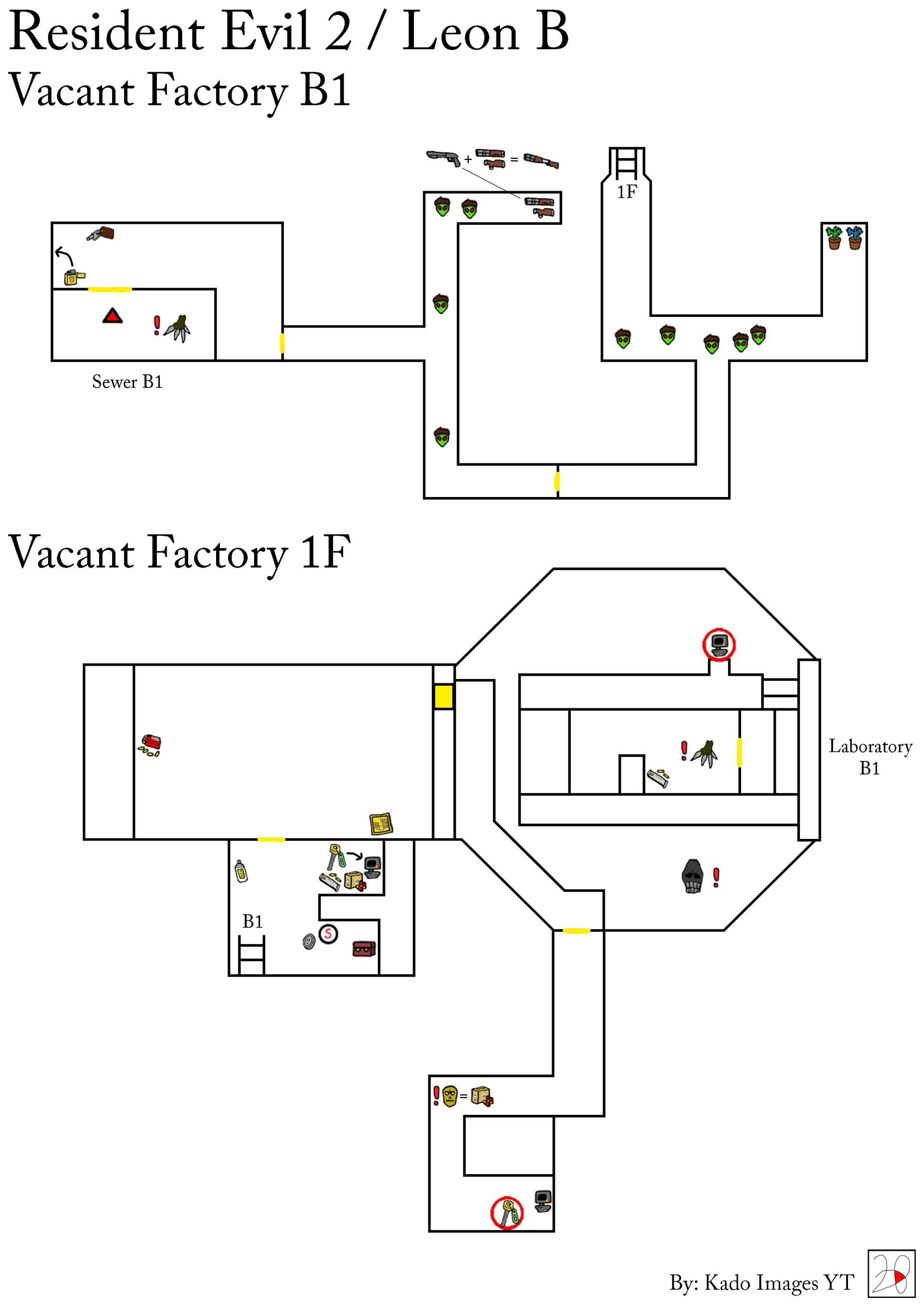 Resident Evil 2 - Leon B - Vacant Factory B1, 1F maps kadoimages