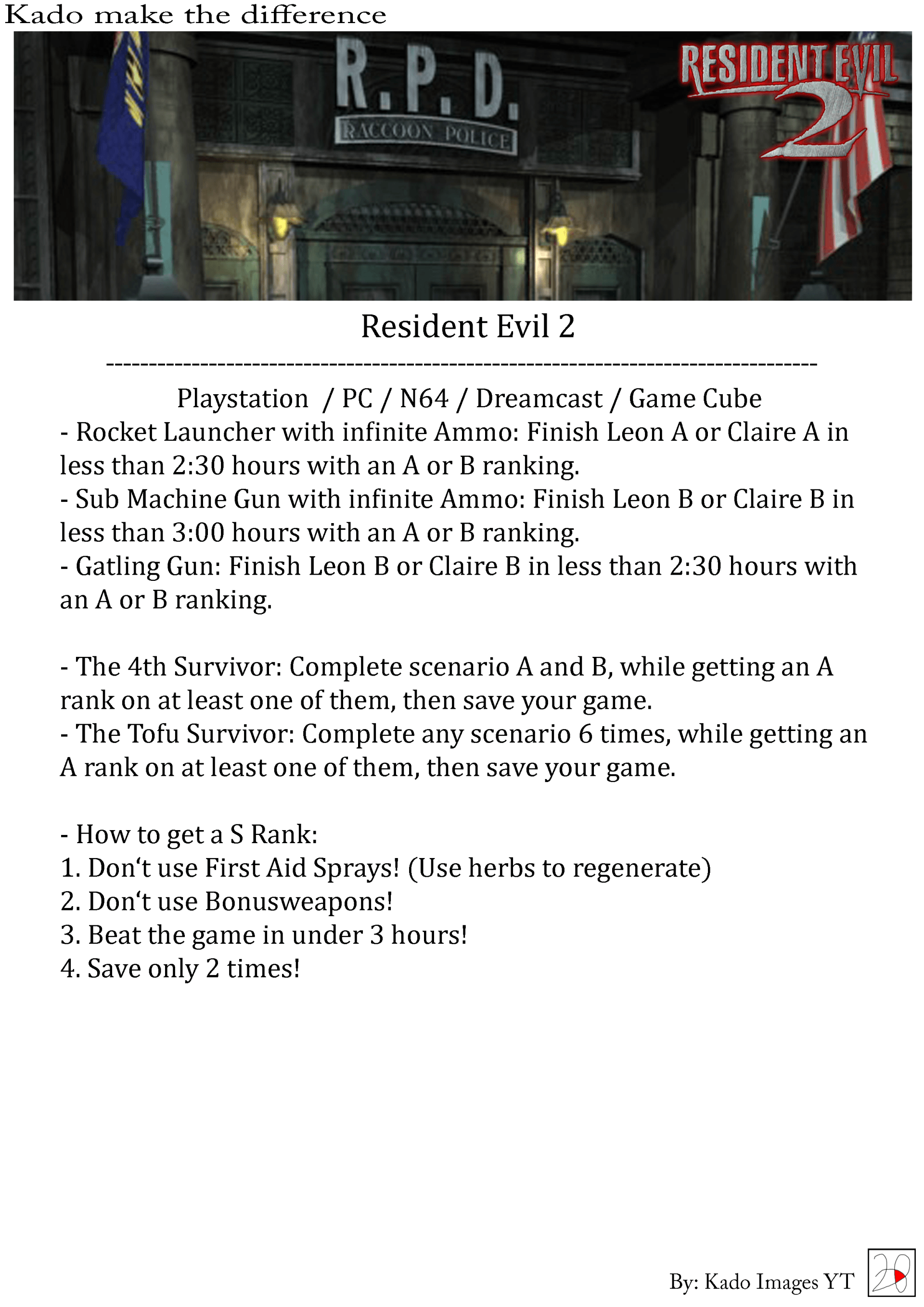 Resident Evil 2 Cheats 2 kadoimages