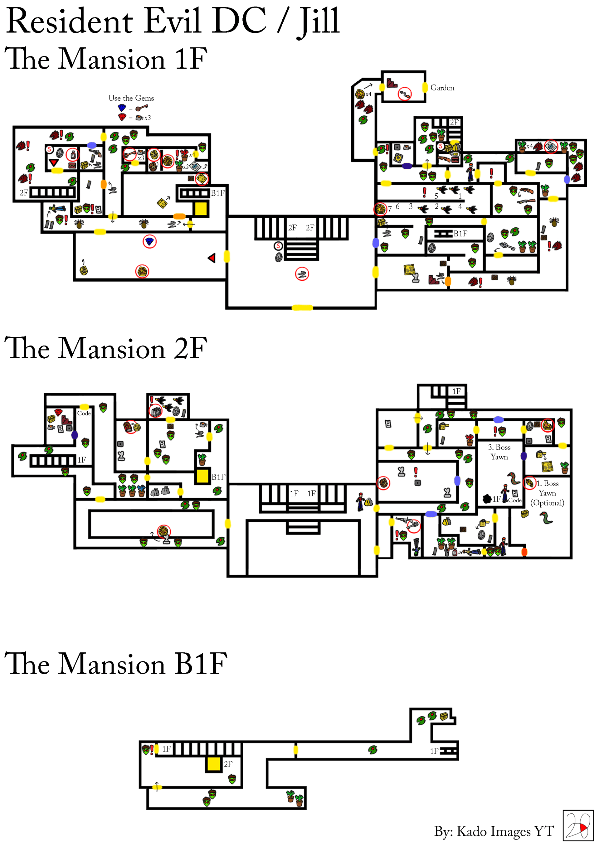 Resident Evil DC - Jill Mansion 1F, 2F, B1F Maps kadoimages