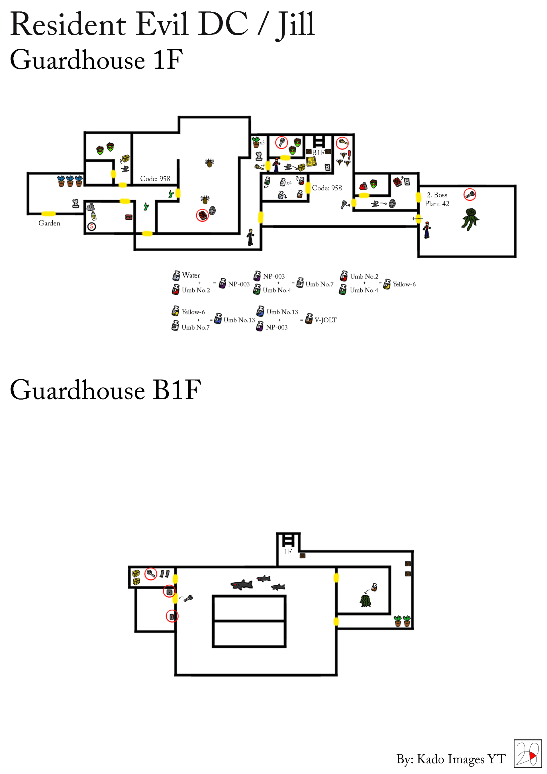 Resident Evil DC - Jill Guardhouse 1F, B1F Maps KadoImages
