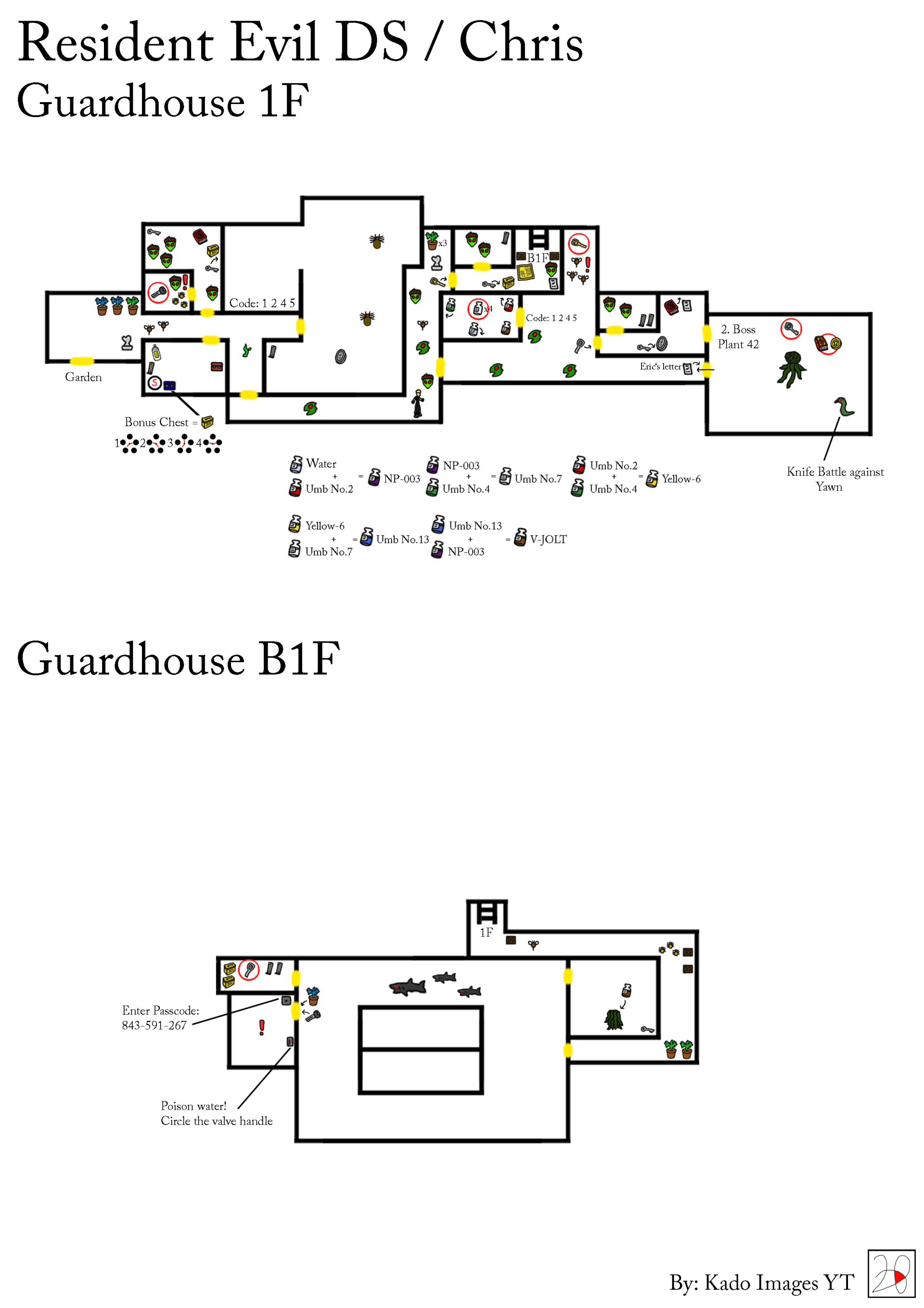 Resident Evil DS - Chris Guardhouse 1F, B1F Maps kadoimages