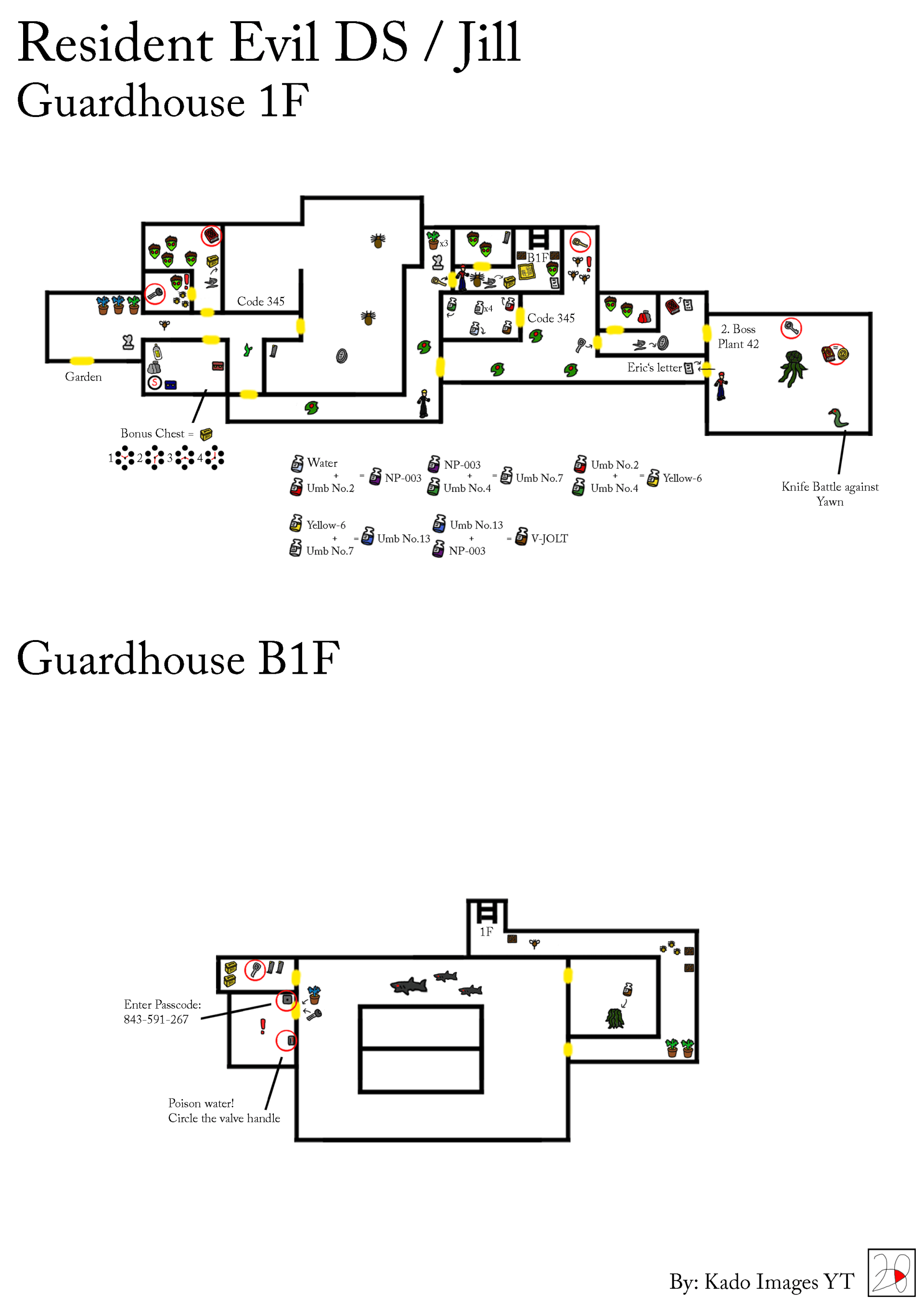 Resident Evil DS - Jill Guard House 1F, B1F Maps Kadoimages