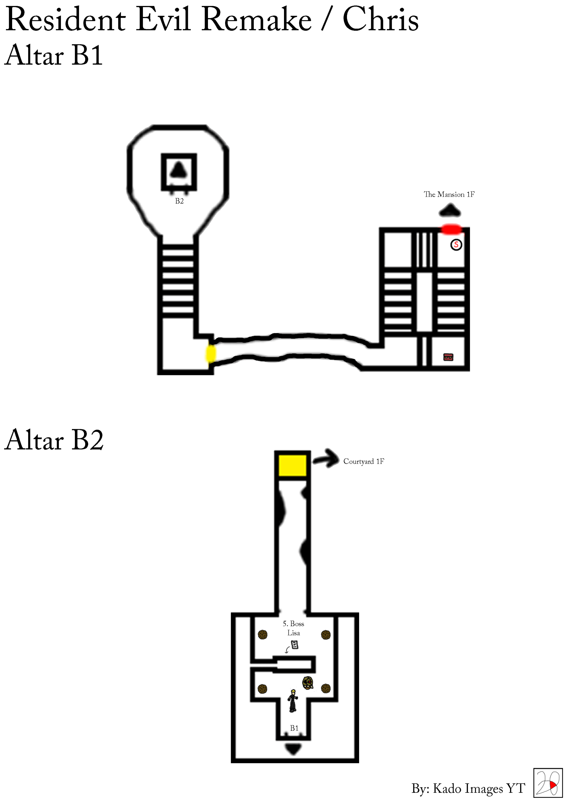 Resident Evil Remake - Chris Altar B1F, B2F Maps kado images