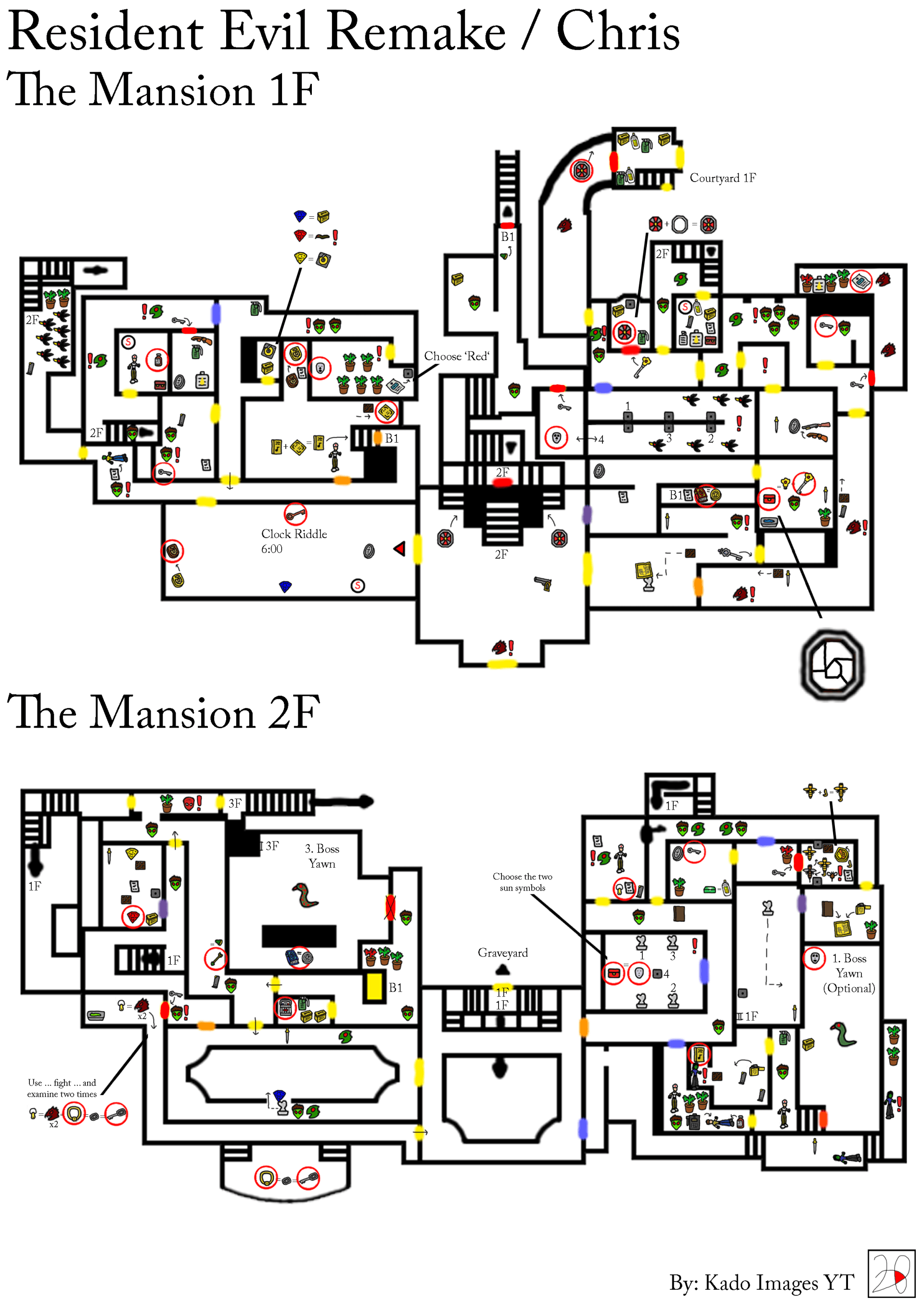 Resident Evil Remake - Chris Mansion 1F, 2F maps kado
