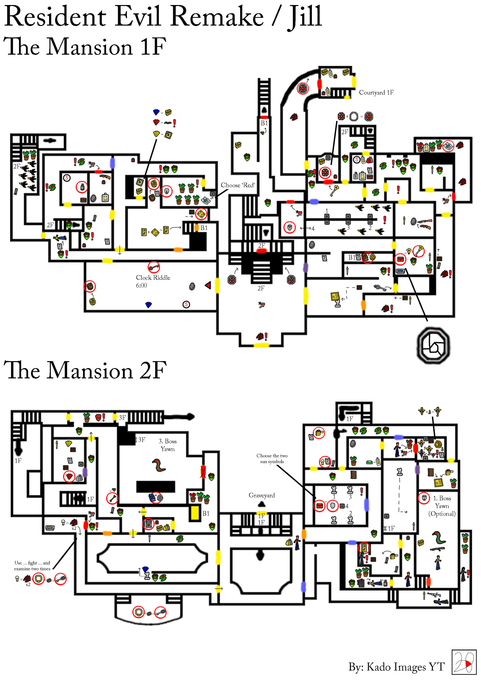 Resident Evil Remake - Jill Mansion 1F, 2F Maps kado