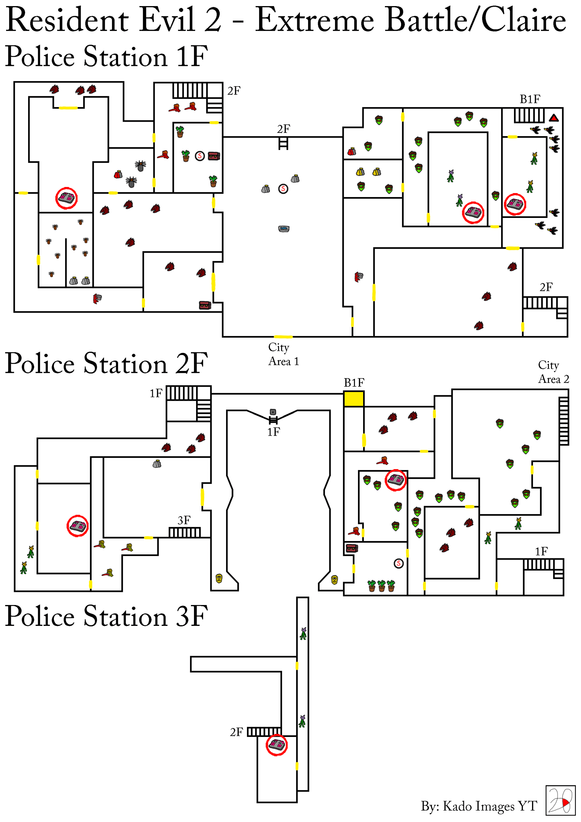 Resident Evil 2 - Extrem Battle - Claire - Police Department 1F, 2F, 3F maps kadoimages