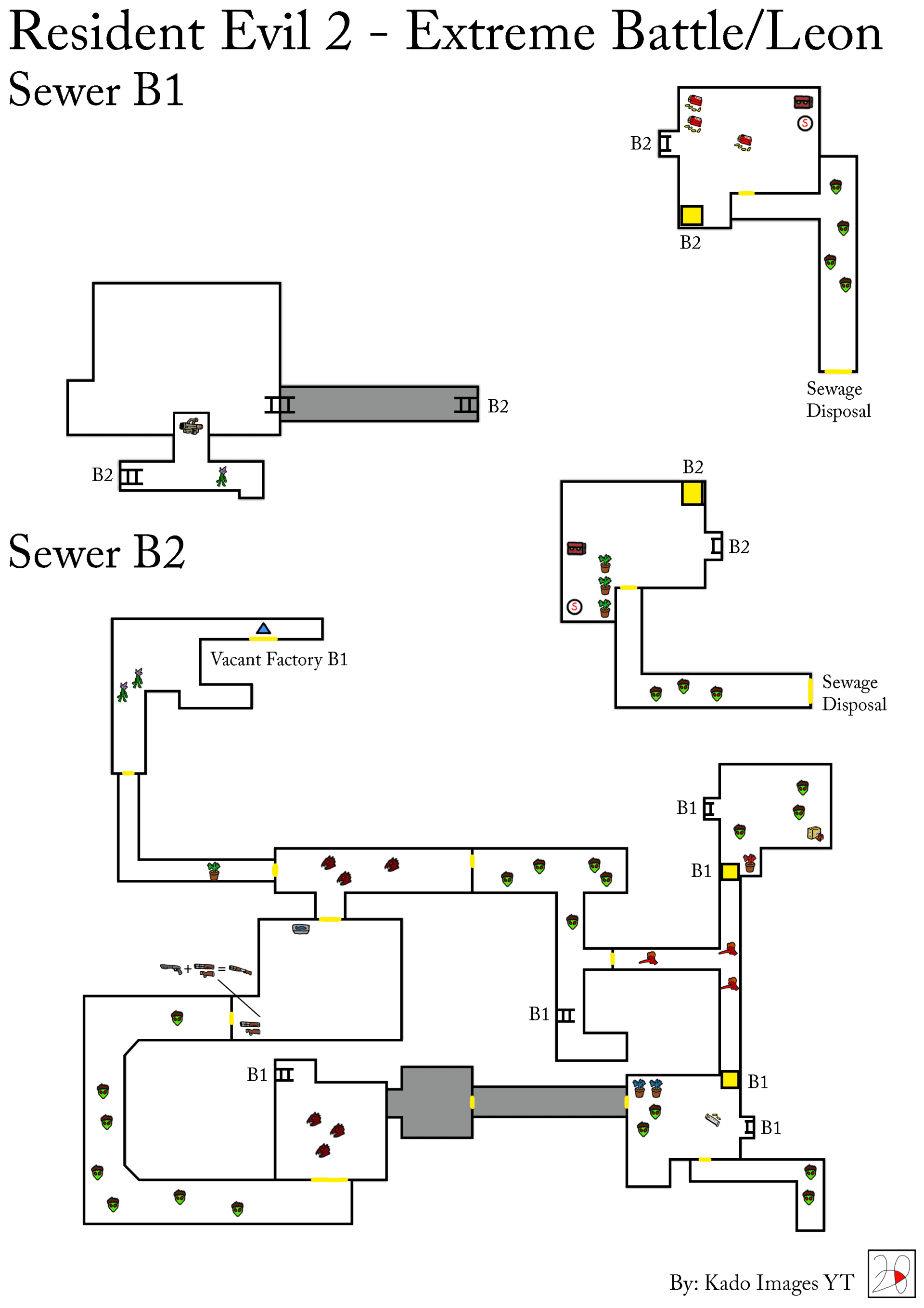 Resident Evil 2 - Extrem Battle - Leon - Sewer B1, B2 maps kadoimages