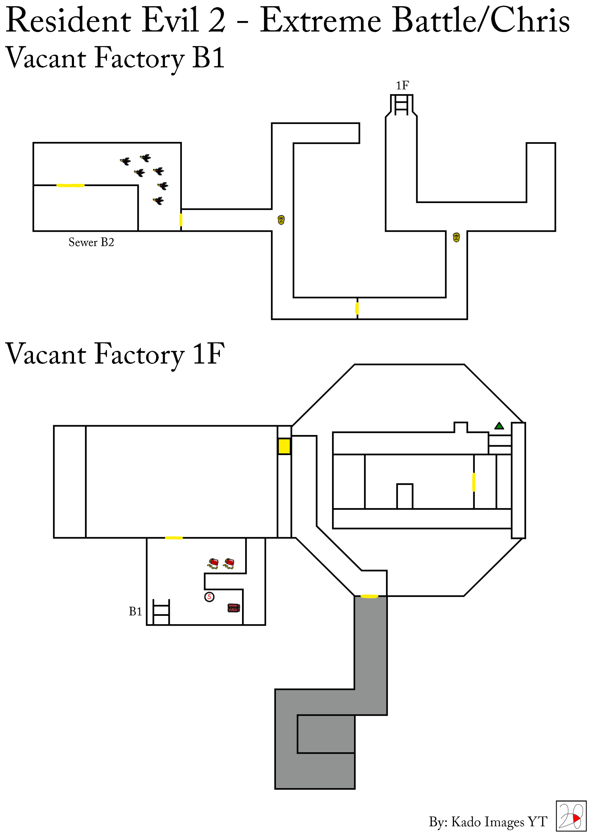 Resident Evil 2 - Extrem Battle - Chris - Vacant Factory B1, 1F maps kadoimages