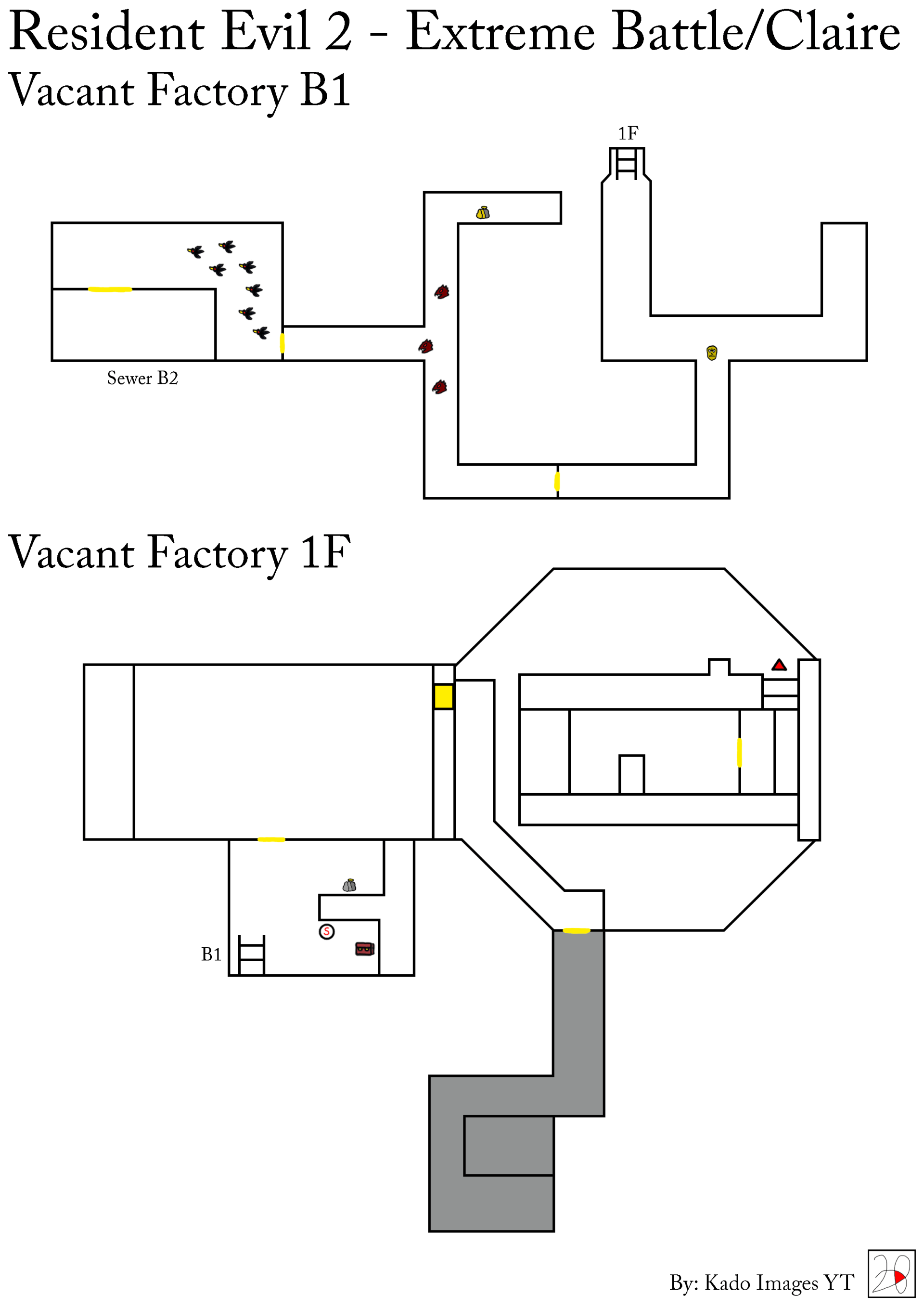 Resident Evil 2 - Extrem Battle - Claire - Vacant Factory B1, 1F maps kadoimages
