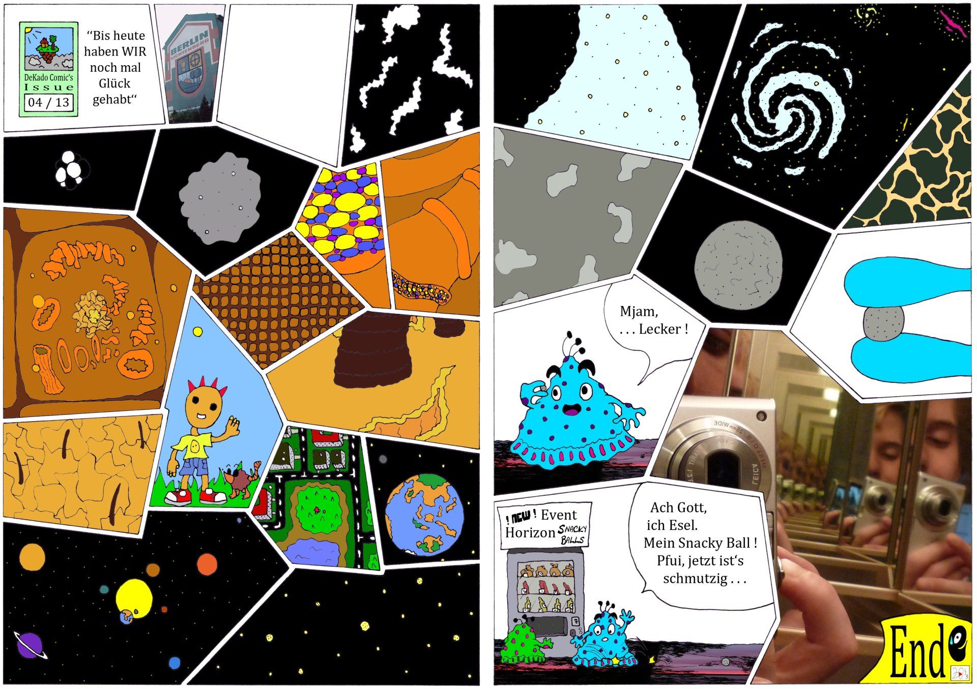 ''Älterer Comic über das Universum'' - Mit Bleistift & Fineliner gezeichnet, eingescannt und mit Photoshop digitalisiert.