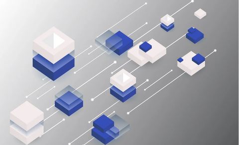 Gleichklang Gedanken-Gefühl-Handlung Gleichklang von Gedanken, Gefühl, Handlung erreichen - Modern isometric background. Blockchain concept banner with cubes and blocks.