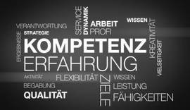 Erfolg durch Kompetenz Erfahrung Konzept - Word tafel grauer Hintergrund mit weißer Schrift
