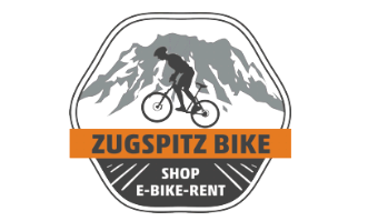 Zugspitz Bike Logo - Berg mit Radfahrer und Schriftzug