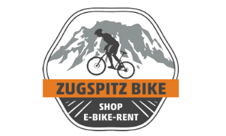 Zugspitz Bike Logo - Berg mit Radfahrer und Schriftzug Zugspitz Bike Logo - Berg mit Radfahrer und Schriftzug