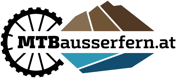Logo MTBausserfern.at Rad mit Bergen und Wasser