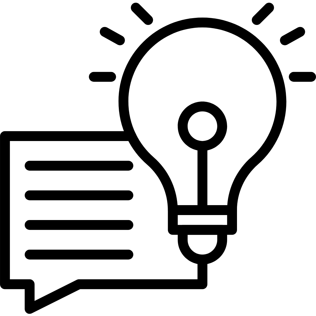 Graphic of lines on a piece of paper, overlapped by a light bulb.