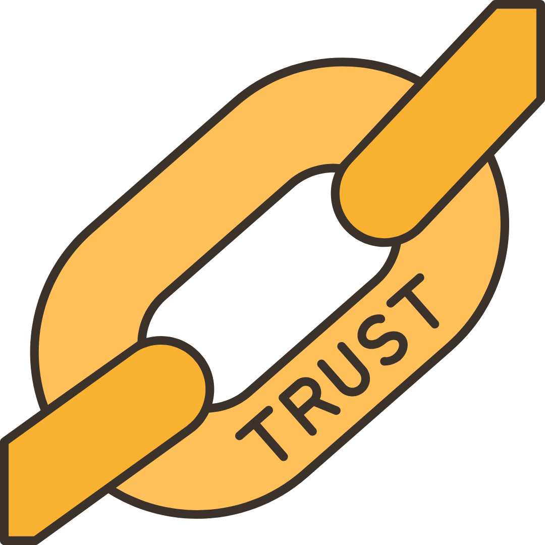 An illustration of a chain link labelled TRUST