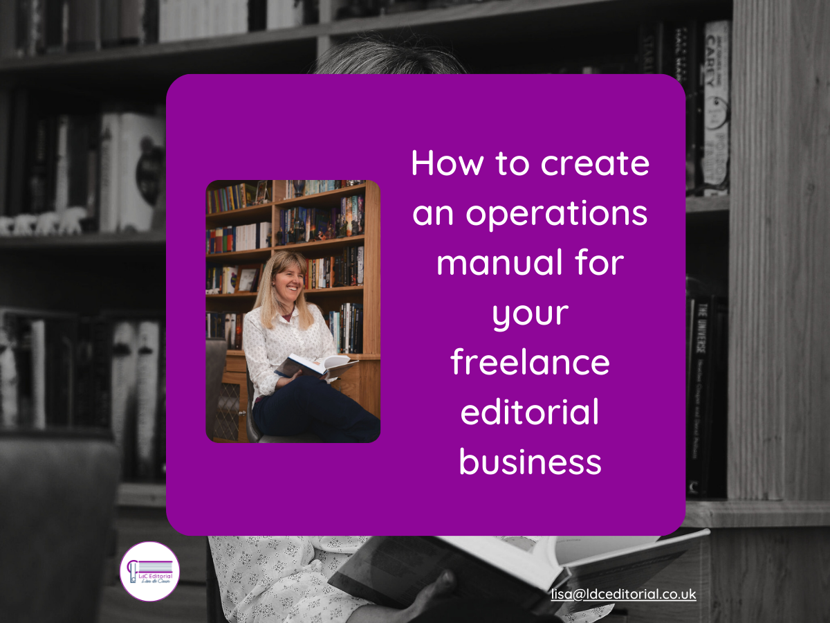 Text on purple background: How to create an operations manual for your freelance editorial business