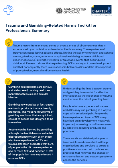 Imgage for the summary documnet of the trauma and gambling harms toolkit