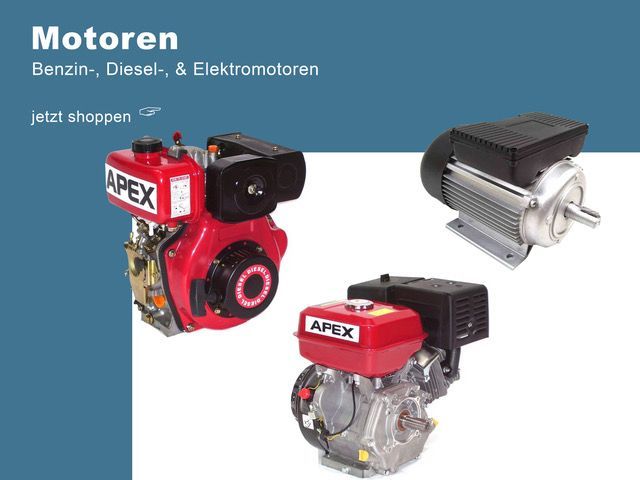Hier finden Sie Elektromotoren, Standmotoren, Dieselmotoren, Benzinmotoren Elektro -und Standmotoren