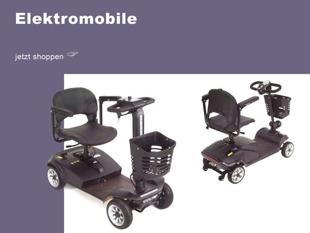 Hier finden Sie elektrische Rollstühle, Elektromobile, Scooter Elektromobil, Seniorenmobil, Rollstuhl