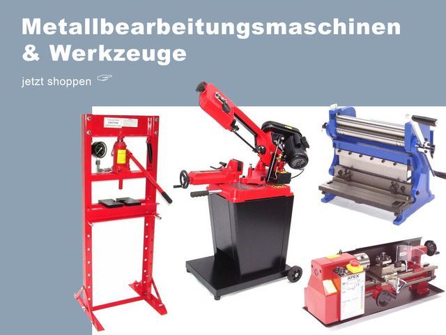Hier finden Sie Drehmaschinen, Werkstattpressen, Biegemaschinen etc. Metallbandsägen, Werkstattpressen, Drechmaschinen etc.