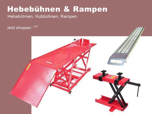 Hier finden Sie die Hebebühnen und Rampen Motorradhebebühnen und Rampen